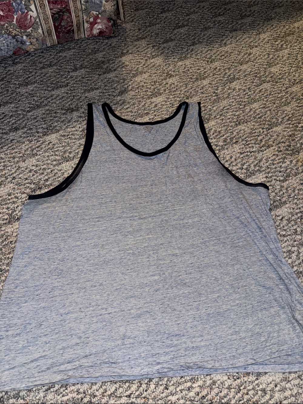 Men's Gray Tank Top with Black Trim - Casual Sleeveless Shirt